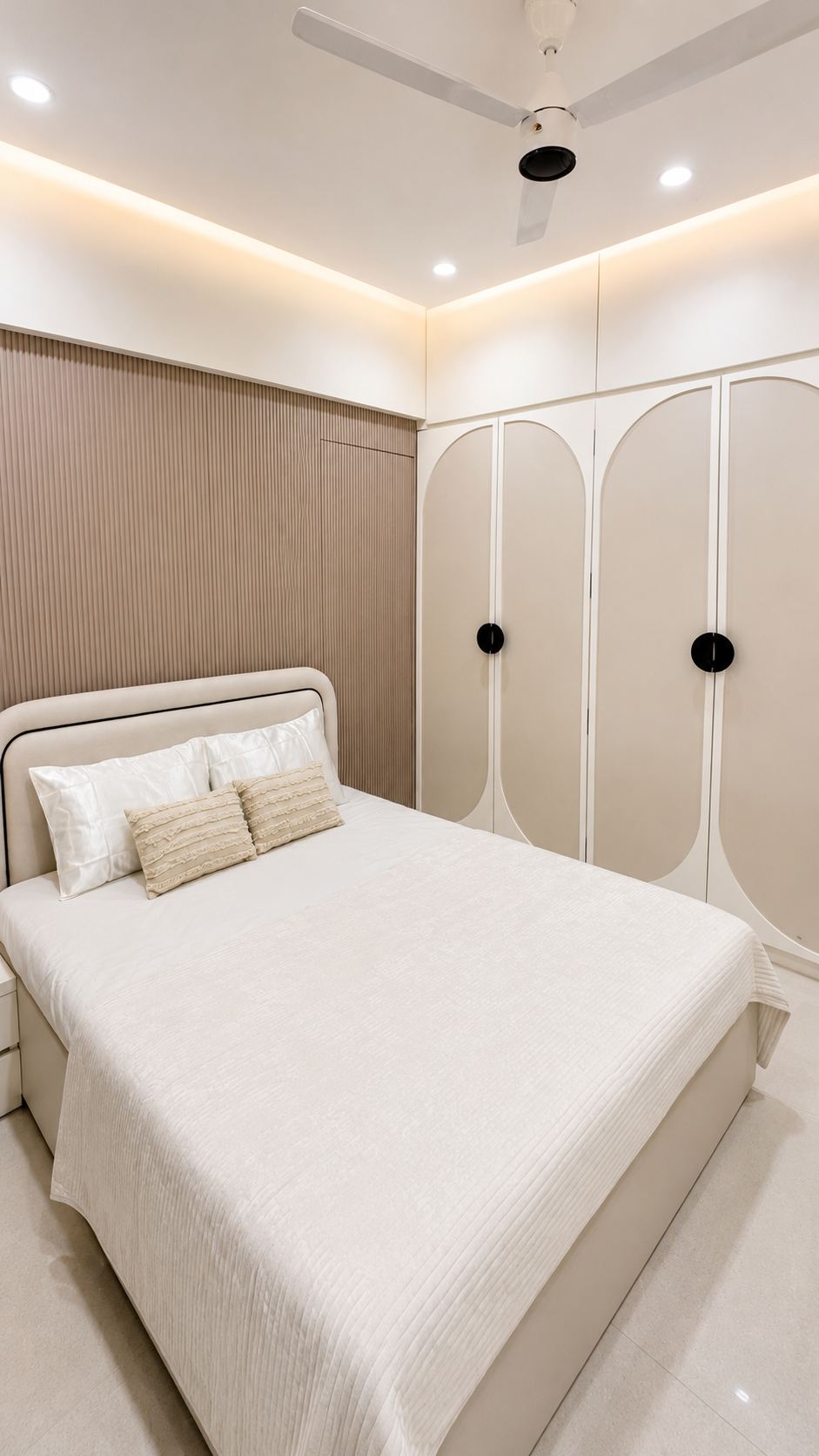 Bedroom wardrobes with fluted panelling, interior design Mumbai