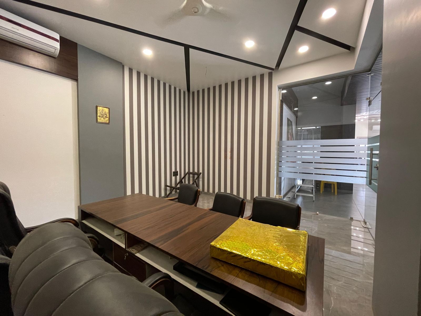 Conference room interior design with panelled walls, Mumbai office